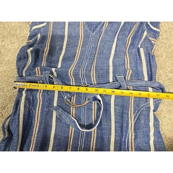 Pilcro by Anthropologie Linen Blend Belted Shift Dress Blue Stripe Women’s Sz 12 - Picture 9 of 10